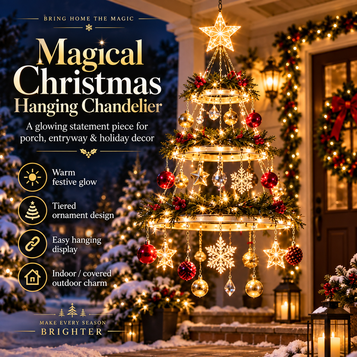 ✨ Holiday Hanging Light – Illuminated Christmas Garden & Porch Décor