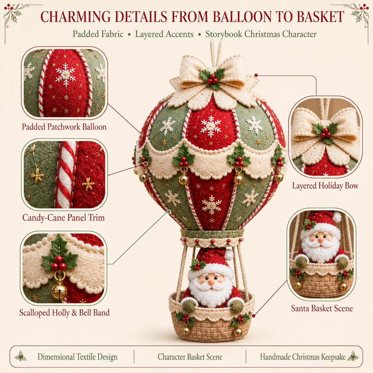 ⏳ Last Day 49% OFF – 🎈 Beginner-Friendly Christmas Hot Air Balloon Hanging Decor DIY Kit Collection | Complete Kit with Coordinated Fabrics, Decorative Accents & Crafting Materials Included 💕