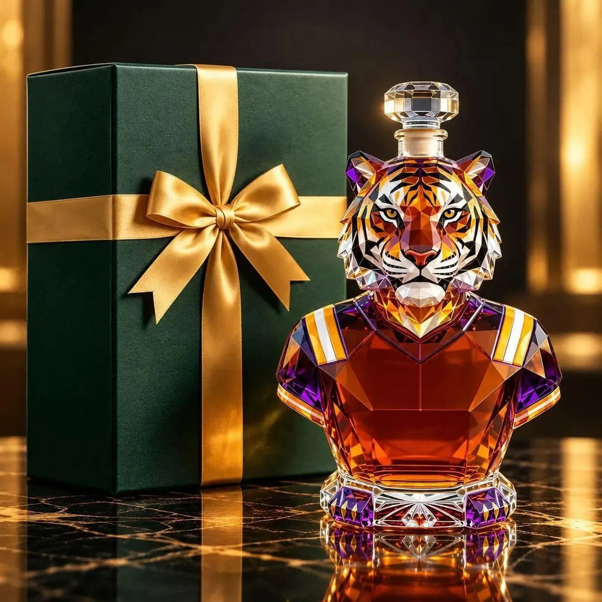 Geometric Crystal Tiger Whiskey Decanter