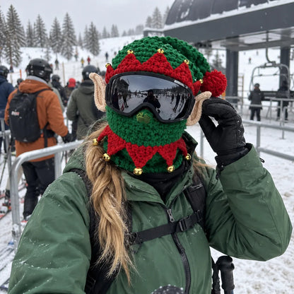 🎅🏂 3D Christmas Knit Ski Mask | 🌬️Warm Full-Face Cover in 3 Festive Styles for Ski Trips, Parties & Winter Adventures