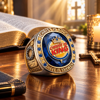 Christ Is King 3D Sculpted Ring | Armor-Grade Devotion ✨👑