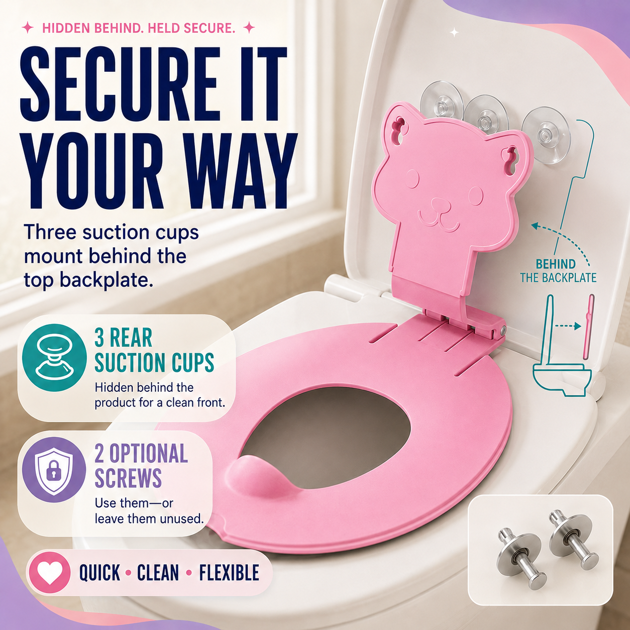 🐻🚽 Family Flip-Down Potty Seat – Space-Saving Toilet Trainer for Toddlers