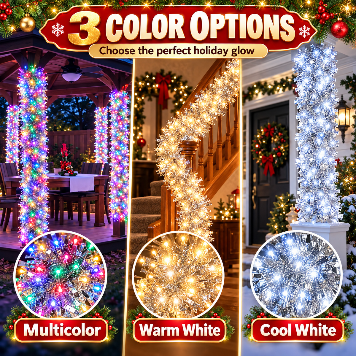 🎅 LED Christmas Tinsel Strand – Bright, Flexible & Festive