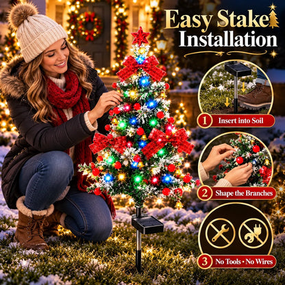 Solar Cedar Christmas Tree Lights| Festive Outdoor Holiday Decor