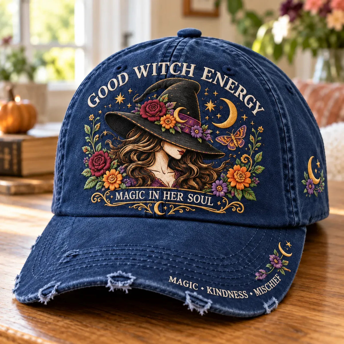 🔥Last Day 50% OFF 🌙 Good Witch Energy Floral Witch Baseball Cap
