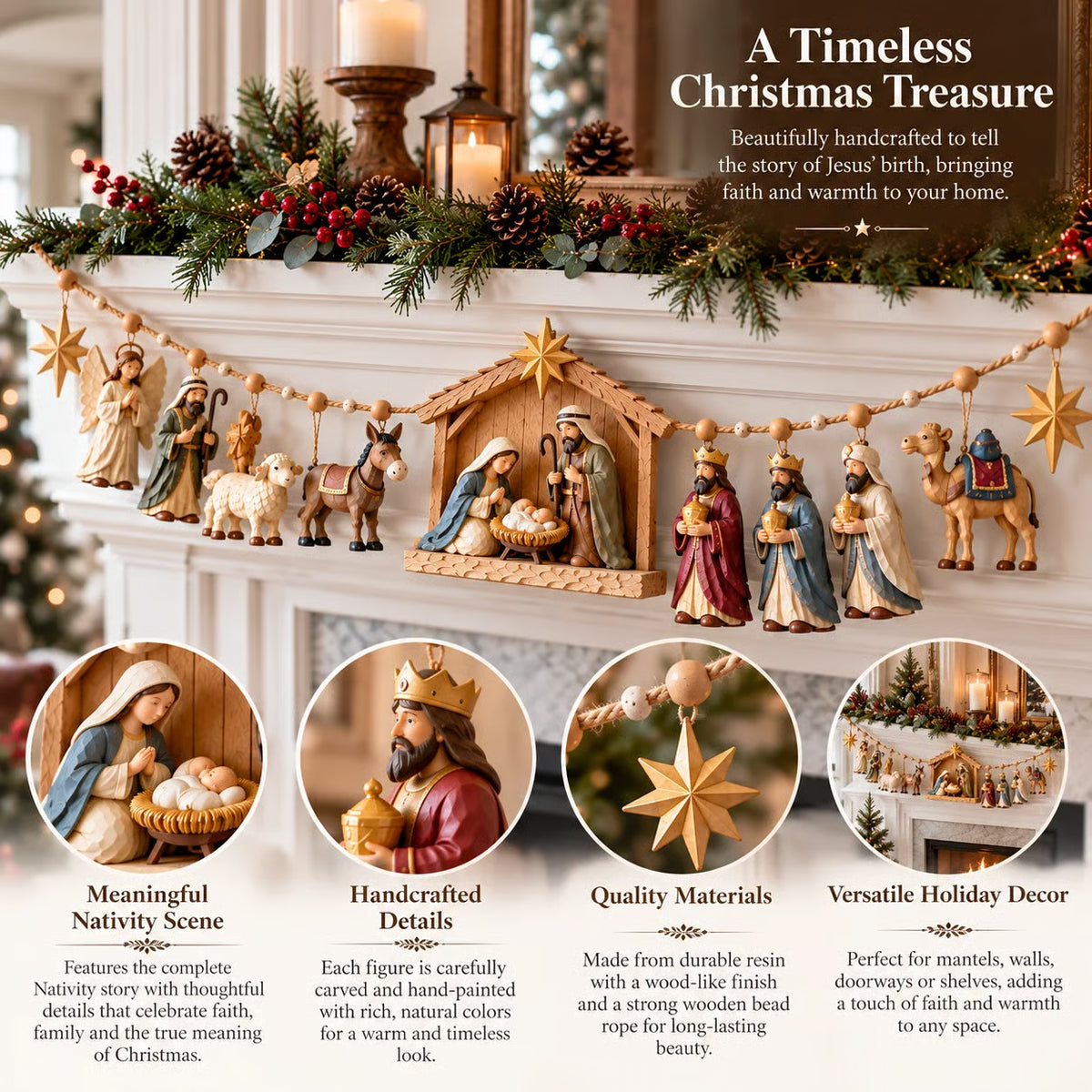 ✝️⭐ Hope Was Born in Bethlehem™ | Christmas Nativity Garland