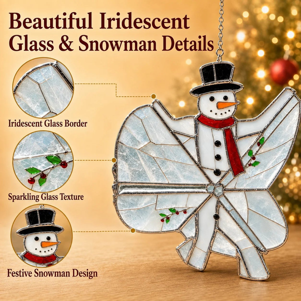 🎄Beginner-Friendly 3D Christmas Iridescent Suncatcher DIY Kit | Complete Kit with Glass-Style Panels, Metal Frames, Hanging Chain, Tools & Step-by-Step Guide Included 💕
