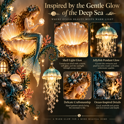 ✨ Mermaid Pearl Glow Wall Light – Ocean-Inspired Coastal Decor 🧜‍♀️🐚