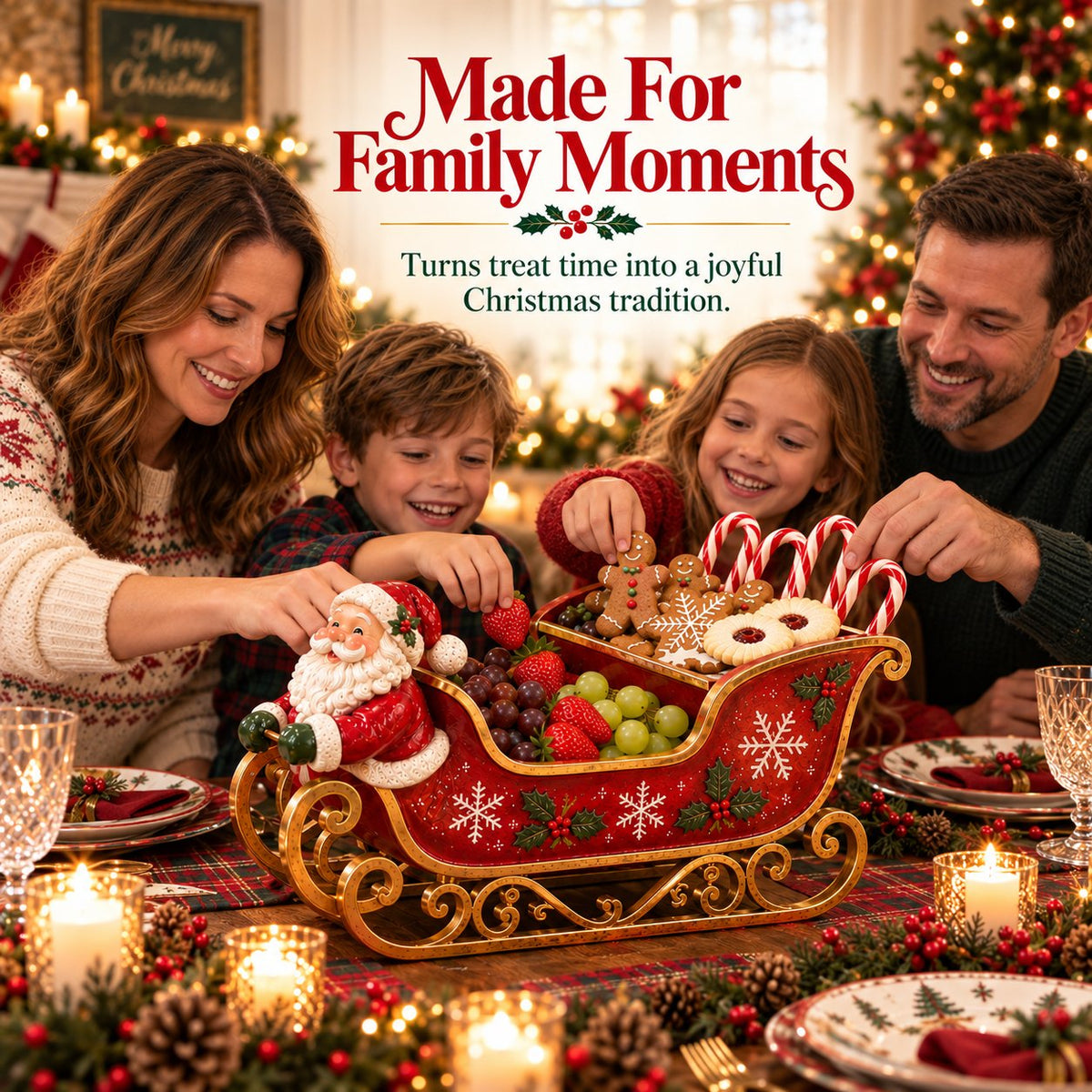 🎅🛷 Santa’s Holiday Treat Sleigh – Festive Serving Tray for Christmas Tables & Parties