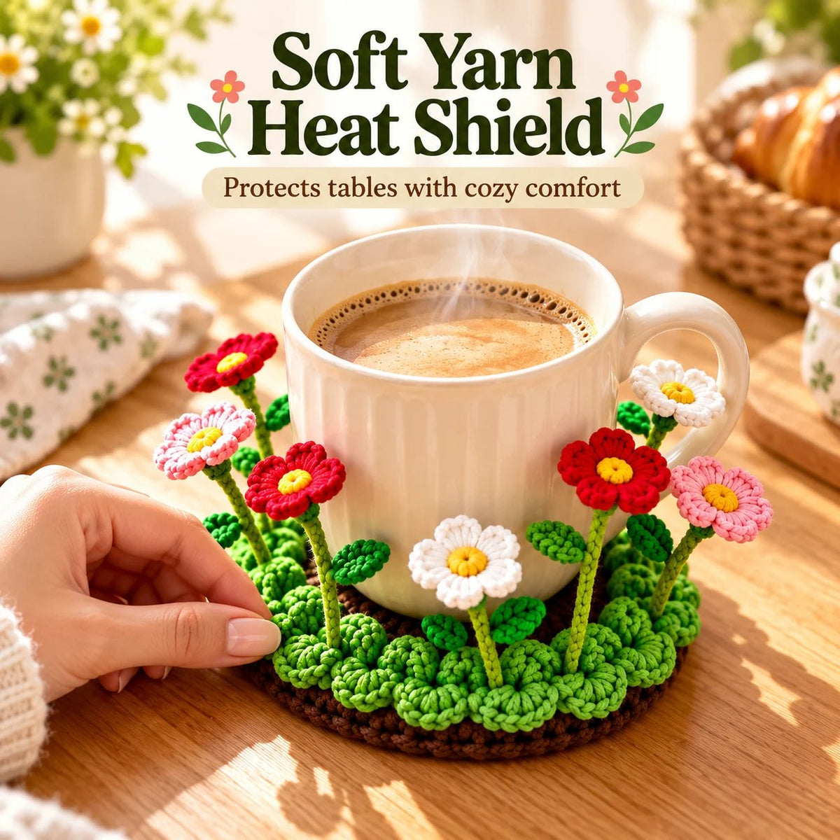 Handmade Crochet Floral Coaster | Everlasting Table Art 🌸