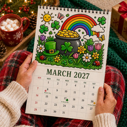 🎨Color The Year 2027: Trace-By-Groove Creative Calendar📅| Seasonal Guided Coloring Wall Calendar With Markers