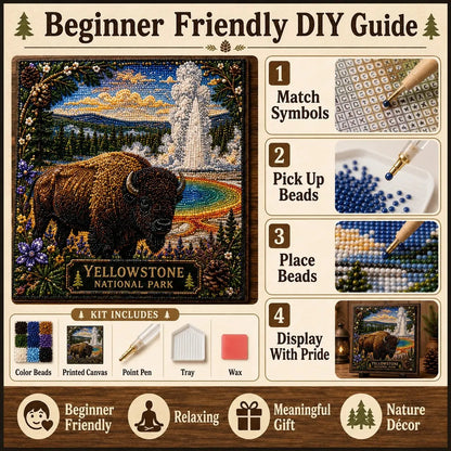 🏔️🌲 Premium 3D Pearl National Parks Wall Art Kit | Luxury Flocked Canvas with Scratch-Resistant Non-Fading Pearl Beads DIY Nature Decor ✨