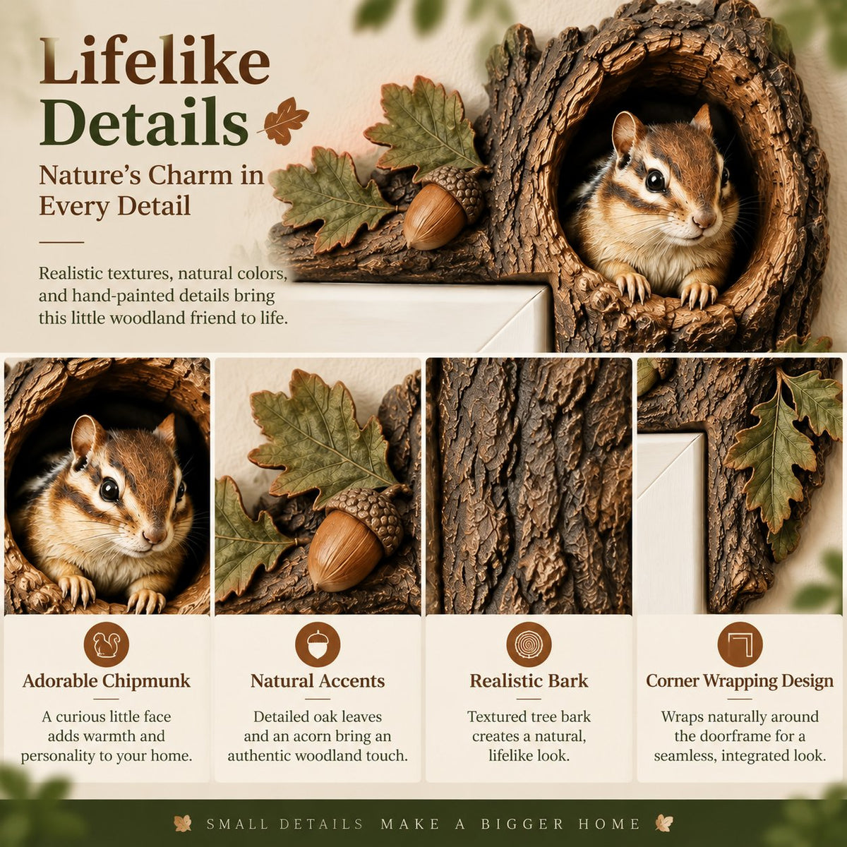 ⏰LAST DAY 50% OFF 🐿️ Chipmunk Tree Hollow Door Topper | Woodland Animal Doorway Decor For Cozy Nature Homes
