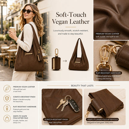 🎁Varelli Charm Transformable Bag – Stylish Vegan Leather Tote & Keychain Charm