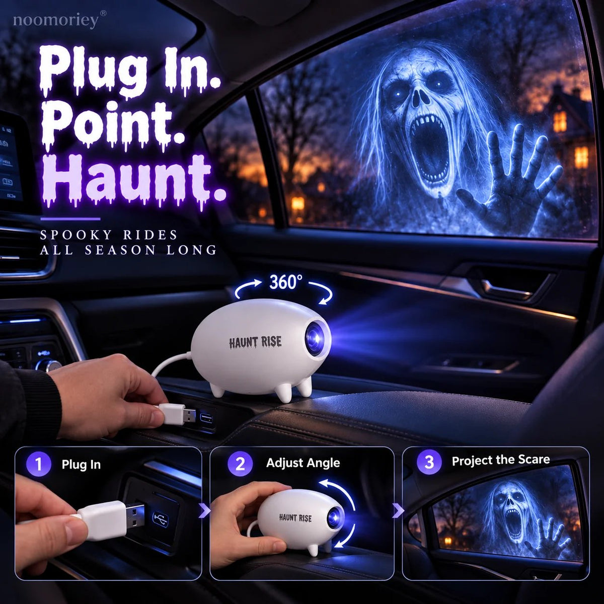 🎃 Halloween-Fensterprojektor ✨ 16 gruselige Filme – USB-betriebene Halloween-Dekoration