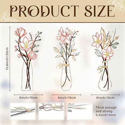 🌸3 Pcs Metal Flowers Wall Art