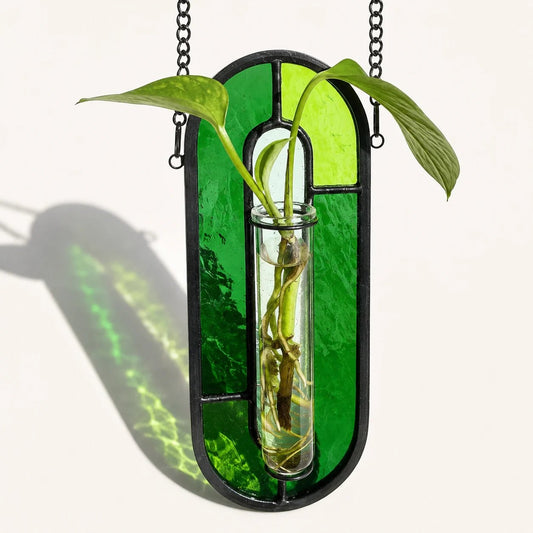 Stained Glass Hanging Plant Propagation Vase