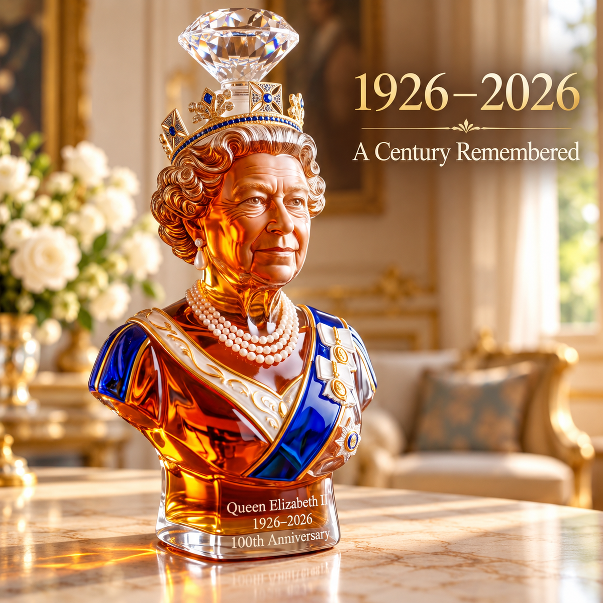 👑QUEEN ELIZABETH II 100TH ANNIVERSARY WHISKEY BOTTLE