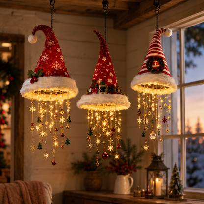 🎅 Lighted Santa Hat Hanging Chandelier 🎄