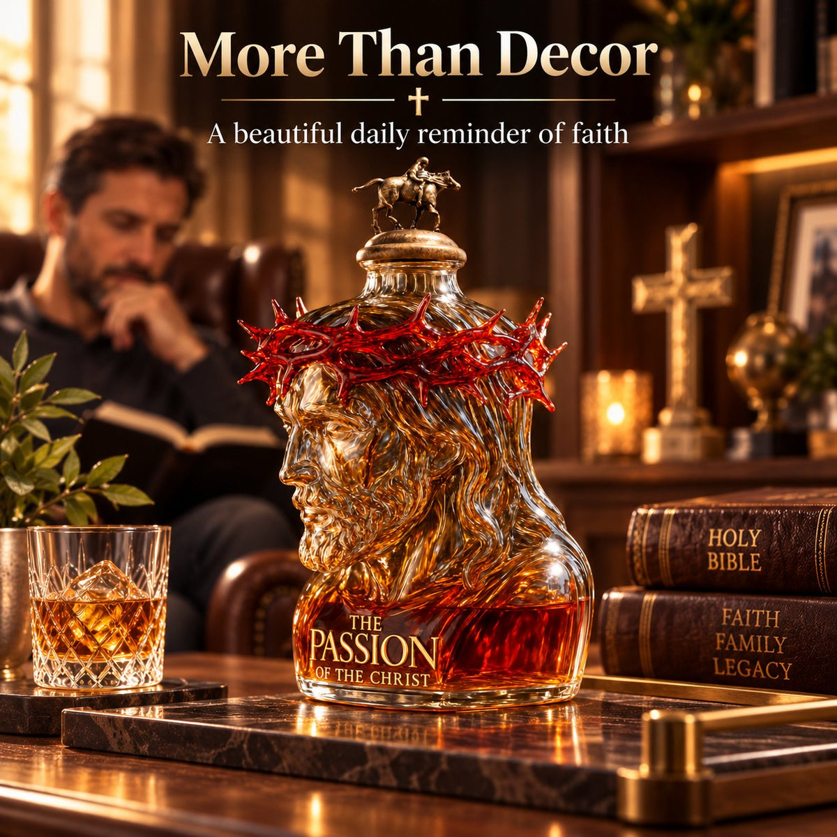 Sculpted Passion of the Christ Decanter | Premium Collectible Glass Bottle