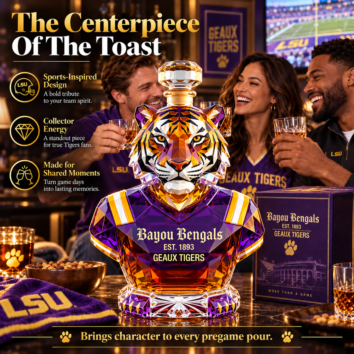 Bayou Bengals Limited Edition Whisky Bottle