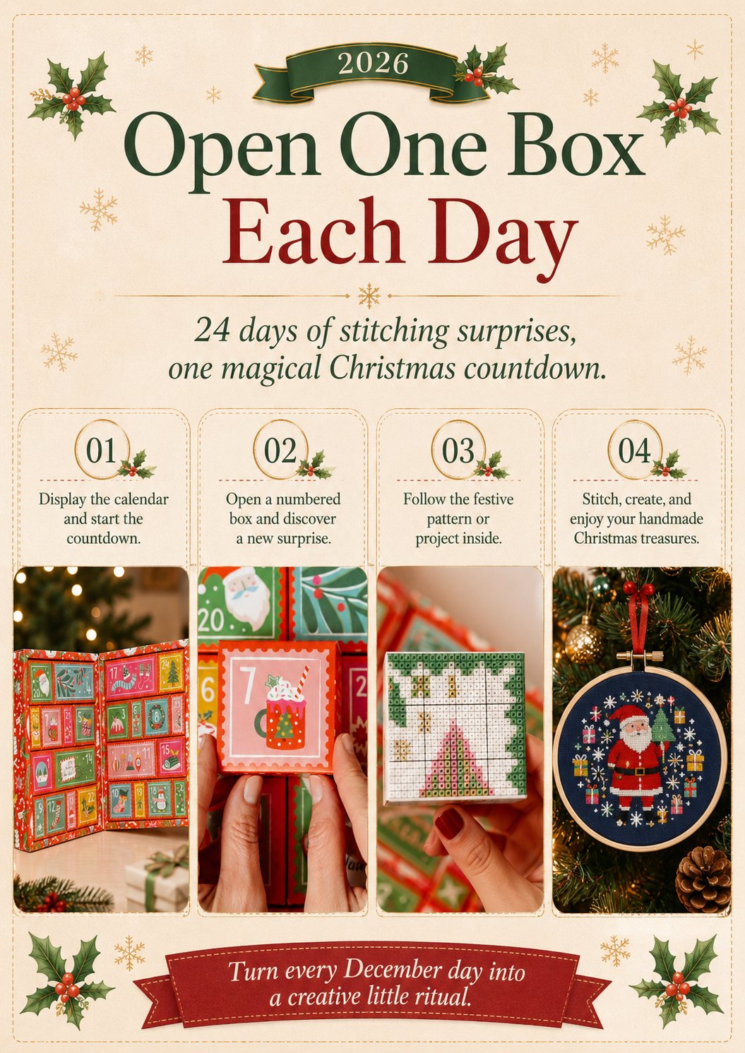 🎁Last Day 49% OFF-🎄🧵 2026 Cross Stitch Advent Calendar Box 🎁✨