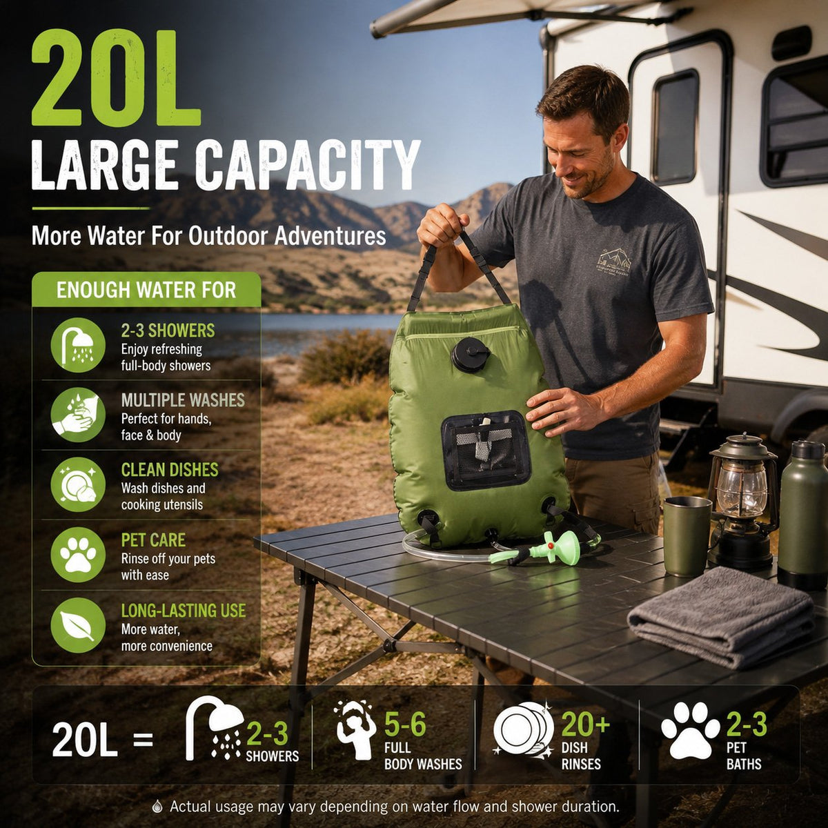 ⭐☀️ Portable Solar Camping Shower Bag