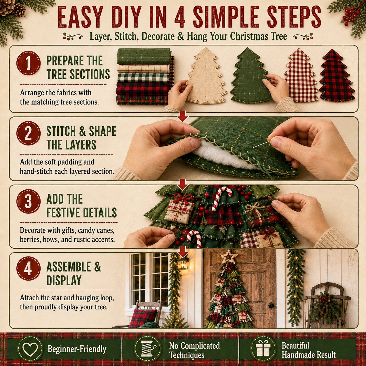 🎄Beginner-Friendly DIY Oversized Patchwork Christmas Tree Door Hanging Kit | Complete Kit with All Tools & Step-by-Step Guide Included 💕