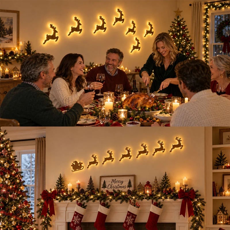 LED Reindeer Wall Decorations - Festive Christmas Lighting