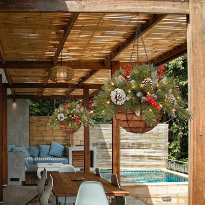 🔥60% OFF 🎄Christmas Hot Sale🏆Pre-Lit Artificial Christmas Hanging Basket