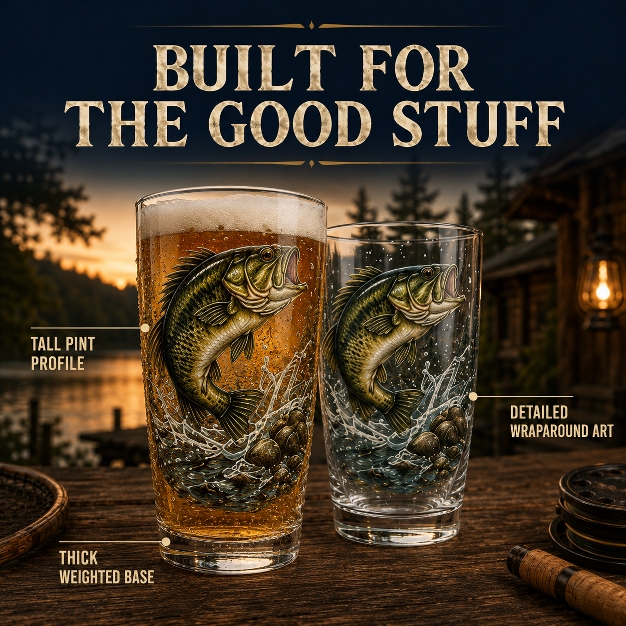 ✨🎣 The Last Cast Fishing Pint Glass Collection – 7 Unique Angler Designs & Gift Box