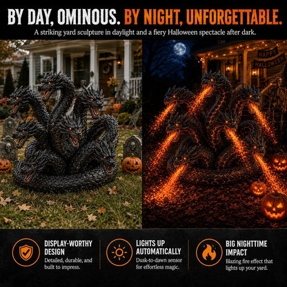 🔥HOT SALE🔥🎃 Fire-Breathing Orochi Solar Garden Light – Epic Multi-Headed Dragon Halloween Decor