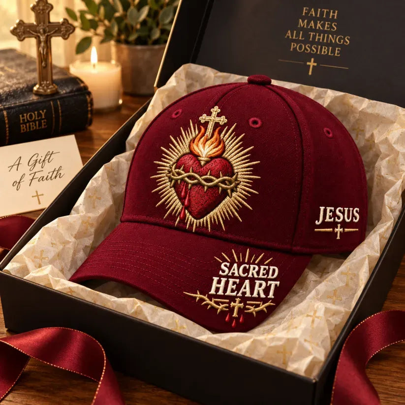 ❤️Sacred Heart of Jesus Faith Baseball Cap✝️Wear Your Faith. Carry His Love.