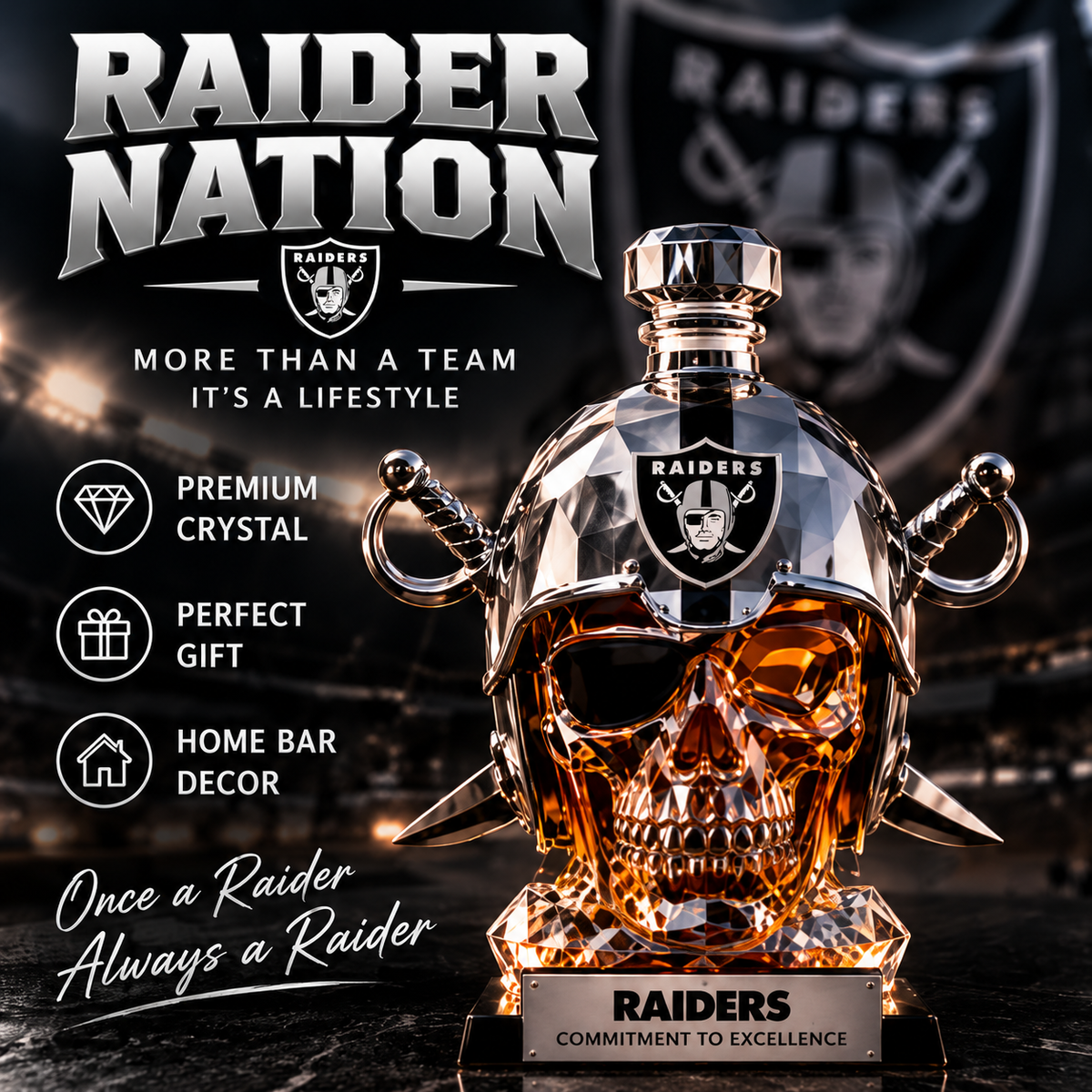 💀🏈 Gridiron Warrior Skull Whiskey Decanter