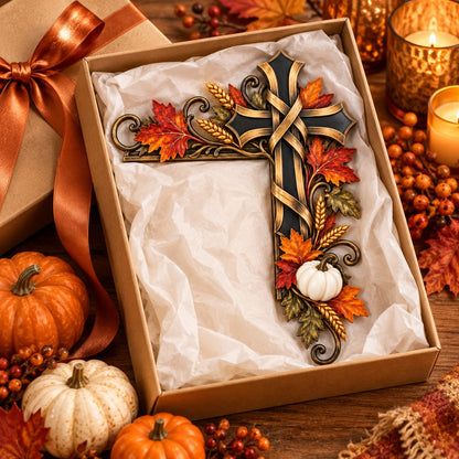 🍂✝️ Autumn Cross Door Decor – Warm Harvest-Inspired Accent for Front Door & Entryway