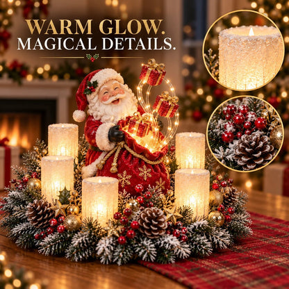 🎄 Glowing Christmas Centerpiece with Warm Flameless Candlelight ✨🕯️