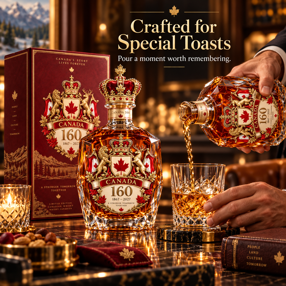 🍁🇨🇦 Canada 160 Collector Decanter 🥃✨
