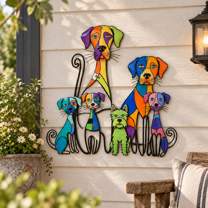 🐶🐾Colorful Dog Family Metal Wall Decor