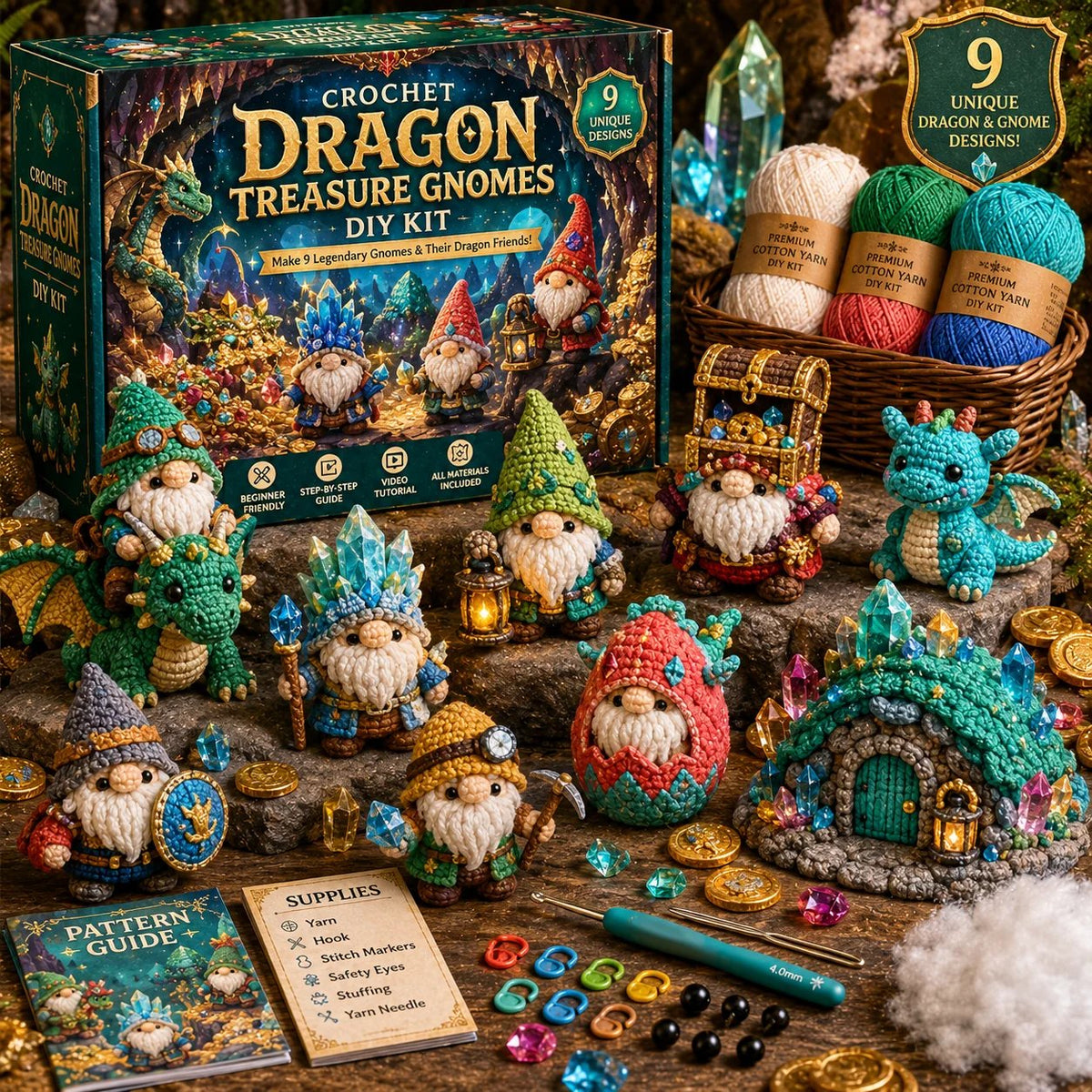 🧶💕 Cozy Gnome Crochet Starter Kit – All-in-One DIY Set with Video Guidance
