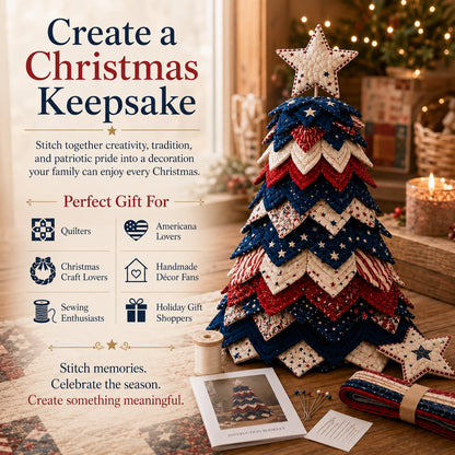 🇺🇸🎄❤️Americana Christmas Tree Quilt Kit | Create a Patriotic Holiday Masterpiece