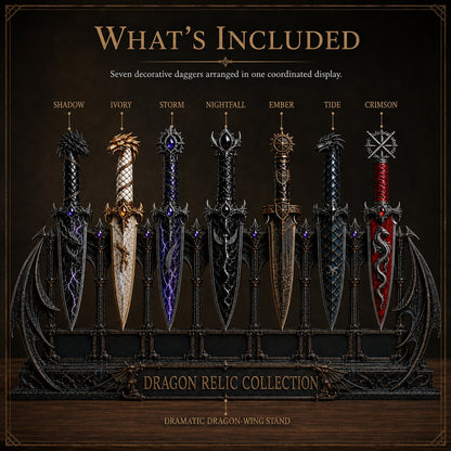 Dragon Relic Collection – 7-Piece Fantasy Dagger Display Set