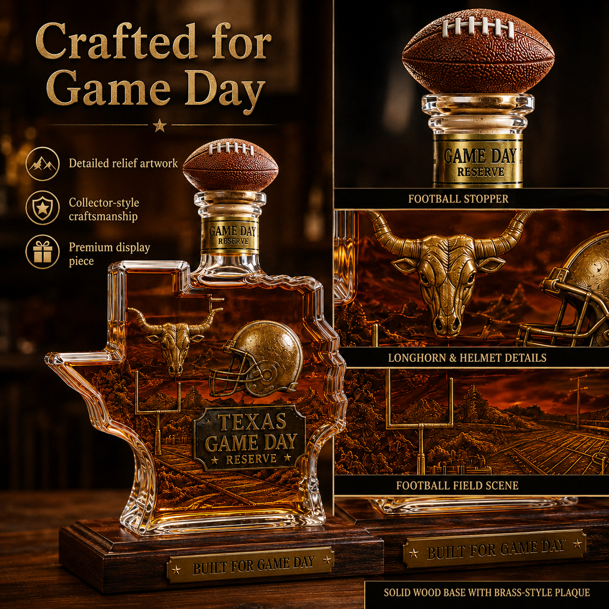 🏈 Texas Game Day Reserve Whiskey Decanter
