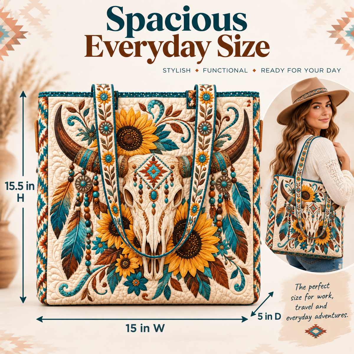 🎁 Handmade Native American Quilted Tote Bag