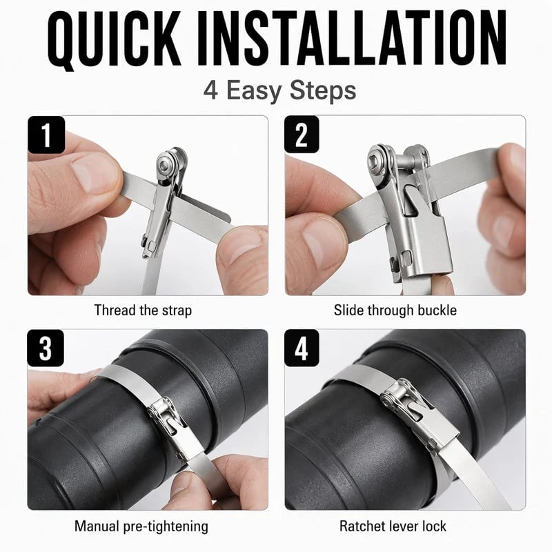 🔥LAST DAY 49% OFF - 🛠️Heavy Duty Stainless Steel Cable Tie with Flip Lock Buckle