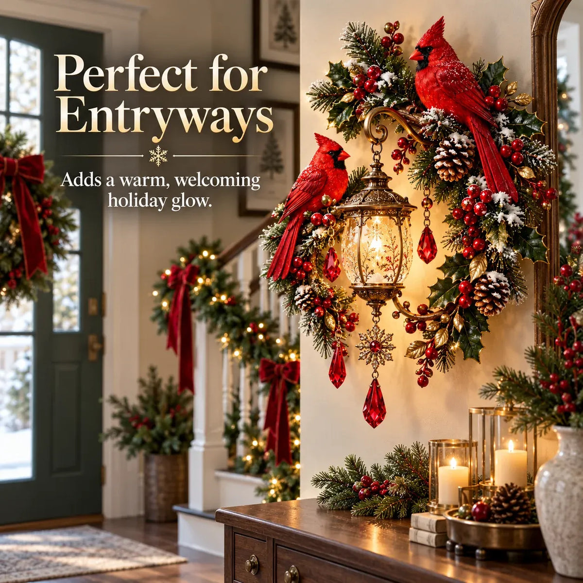 ⭐HOT SALE 49% OFF✨Cardinal Christmas Lantern Glow™ – Lighted Holiday Wall Decor