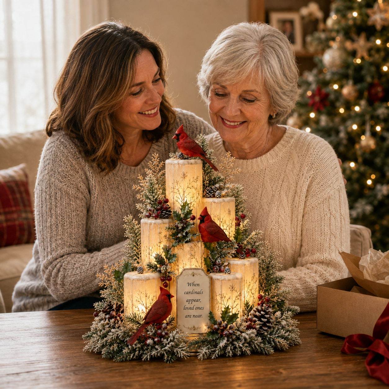🌹Cardinal Memorial LED Candle Centerpiece