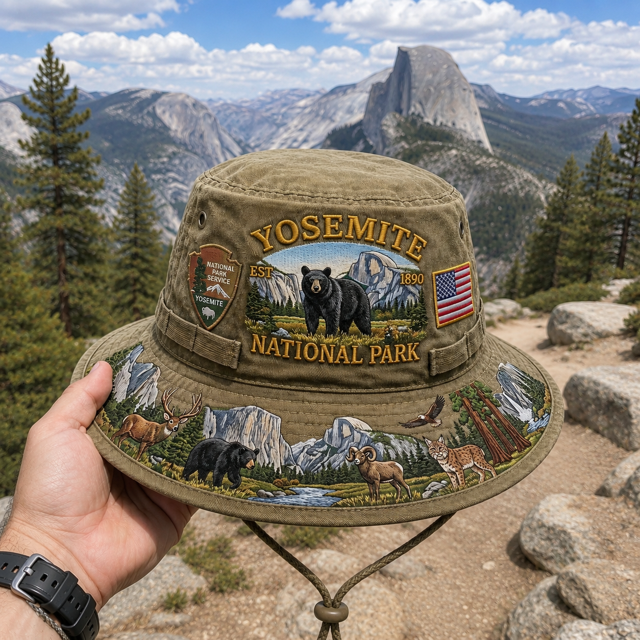 🏞️🐻 -Yosemite National Park Adventure Boonie Hat– Carry the Spirit of the Wild