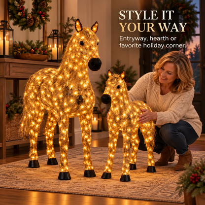 🐴✨ Illuminated Christmas Set With Two Horses