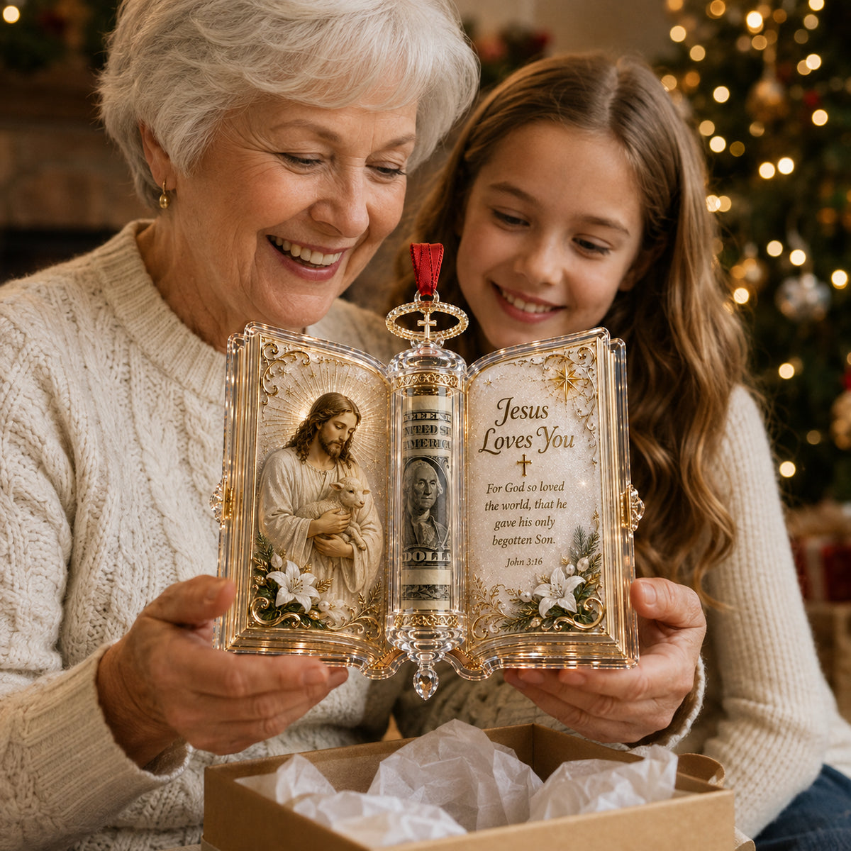 Christian Cash Gift Christmas Ornament – Faith-Inspired Money Holder Keepsake