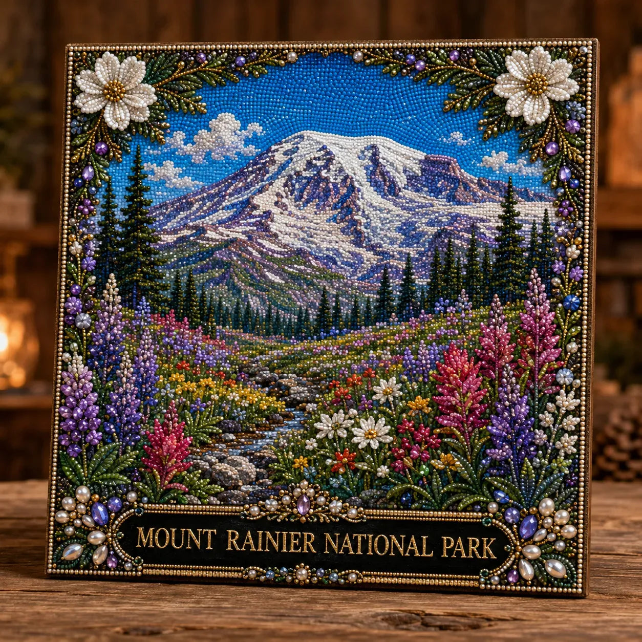 🏔️🌲 Premium 3D Pearl National Parks Wall Art Kit | Luxury Flocked Canvas with Scratch-Resistant Non-Fading Pearl Beads DIY Nature Decor ✨